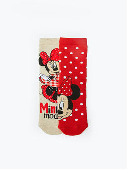 Minnie Mouse Desenli K?z ?ocuk Havlu Soket ?orap 2li