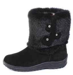 Унты женские на литой подошве. Черные. Мех норка черная. Короткие. - Roshva фото 2