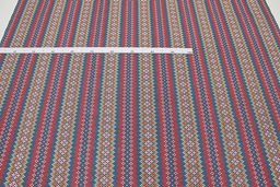 Бязь Вязаный орнамент цв.морская волна/красный коралл, ш.1.5м, хлопок-100%, 120гр/м.кв - Купава фото 2