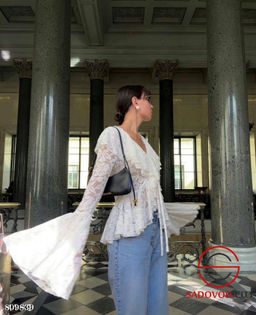 Кружевная блуза с объемными клеш манжетами - Bruno фото 3