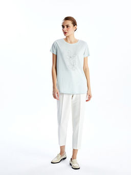 Bisiklet Yaka Nak??l? Kad?n Ti??rt