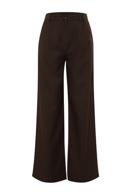 Kahverengi Wide Leg/Genis Paca Pilili Dokuma Kumas Pantolon TWOAW22PL0475 Palazzo