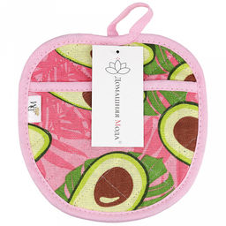Прихватка с запахом 19х19см "Авокадо, вид 7/1", форма "Яблоко", рогожка 171г/м2, хлопок 100%, наполнитель - ватин 280г/м2, на пластмассовом подвесе, "Домашняя мода" (Россия)
