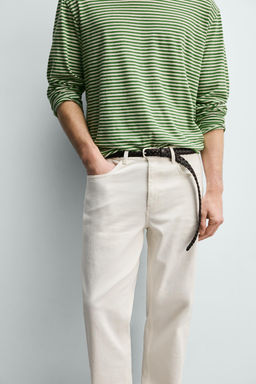 PANTAL?N STRAIGHT FIT TIRO BAJO / Blanco roto - Zara фото 5