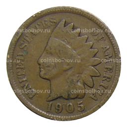 Монета 1 цент 1905 года США