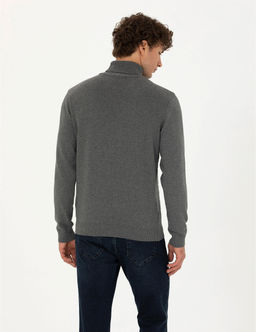 Gri Melanj Slim Fit Bal_k__ Yaka Triko Kazak - Pierre cardin фото 5