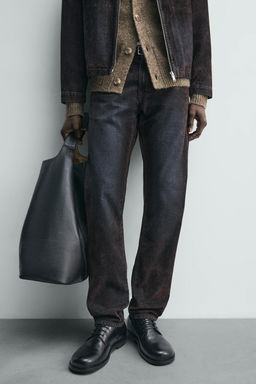 FLOCKED VELVET RELAXED FIT JEANS - Zara фото 9