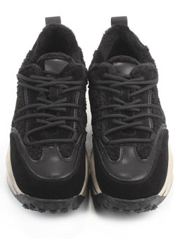 04-XKL23-138R BLACK Кроссовки утепленные женские (натуральная кожа, натуральная замша, байка)