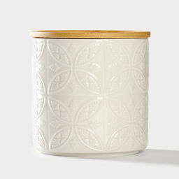 Банка для хранения сыпучих продуктов BellaTenero, 660 мл, d=10.5 см, с бамбуковой крышкой, фарфор, белая  фото 7