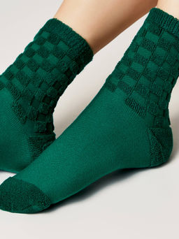 Цена за 2 пары. Носки Теплые CONTE COMFORT Махровые носки из хлопка с объемными рисунками зеленый