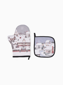 Прихватки «Этель» Winter village, набор 2 шт., 20×28 см, 19×19 см
