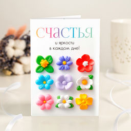 Открытка 4 шоколадки "Счастья и яркости в каждом дне"