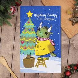 Полотенце Доляна Украшение елочки 28х46 см, 100% хл, рогожка 164 г/м2