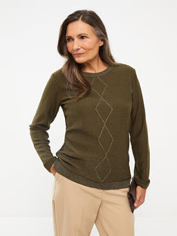 Bisiklet Yaka Sim Detayl? Uzun Kollu Kad?n Triko Kazak