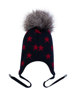 Шапка детская темносиняякрасные звезды
