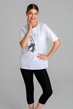 Арт. 51802 Домашний костюм с бриджами 44-52 (5 шт) Цвет:верх- белый, низ- черный