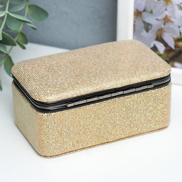 Шкатулка кожзам для украшений Мелкие квадратики. Чёрное серебро 6х7х12 см - Simaland фото 5