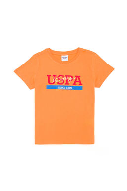 Детская оранжевая футболка с круглым вырезом Неожиданная скидка в корзине - U.s. polo assn фото 4