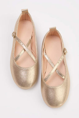 Gold Mary Jane Kucuk/Buyuk K?z Cocuk Babet TAKSS26BE00014
