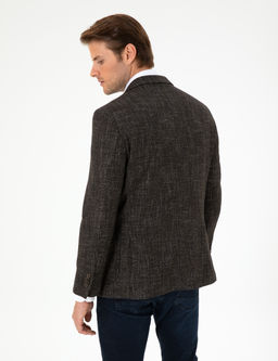 Kahverengi Y_n Kar___ml_ Ex. Slim Fit Ceket