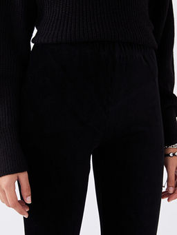 Beli Lastikli D?z Kadife Kad?n Tayt