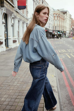 MID-WAIST BELTED WIDE-LEG JEANS - Zara фото 7