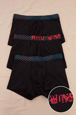Siyah 3l_ Paket Bel Lasti_i Bask_l_ Pamuklu Esnek Boxer TMNSS26BX00008
