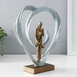 Фигурка полистоун Абстракция. Парочка в сердце, бронза, серебро, 23?7?26 см