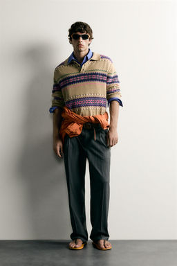 POLO PUNTO JACQUARD ALGOD?N - LINO / Verde Oliva