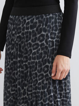 Beli Lastikli Desenli ?ifon Pileli Etek