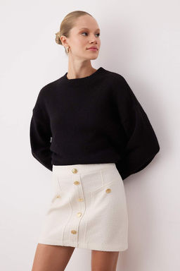 Ekru Dugmeli Tuvit Dokuma Mini Etek TWOAW26ET00098 - Trendyolmilla фото 2