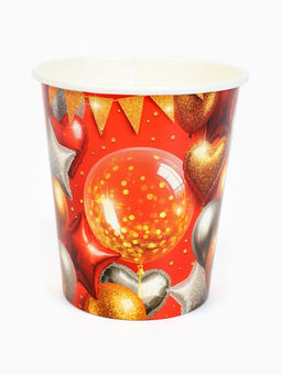 Цена за 10 шт. Стакан одноразовый бумажный «Воздушные шары», красный 250 мл