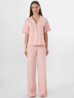 Комплект женский домашний розовый в горошек