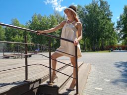 ЛЁН 100% комфортный омбинезон Кэри цвет беж - Knitka wear фото 8