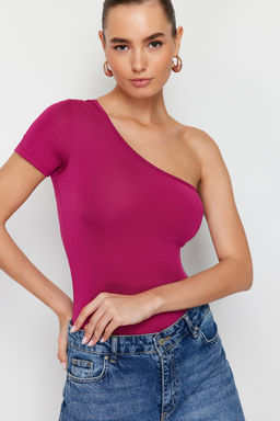 Fusya Fitted/Vucuda Oturan Asimetrik Yaka Tek Kol C?tc?tl? Esnek Orme Body TWOSS24BD00028 - Trendyolmilla фото 3