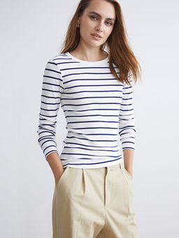 Bisiklet Yaka ?izgili Kad?n Body