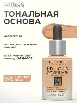 Тональная основа HD Liquid Coverage Foundation, 040 Warm Beige темно-бежевый