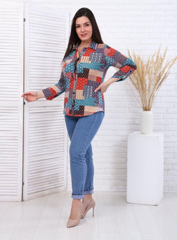 IV-CAPRIZ Пэчворк - рубашка бирюза фото 2