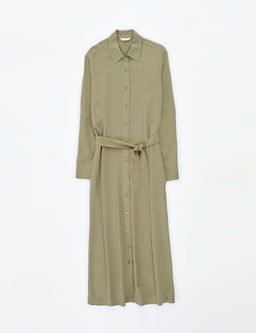 Haki Comfort Fit Dokuma Elbise