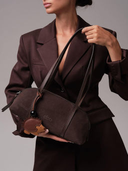 Замшевая сумка Ezhik DBR 31225 коричневый шоколад  фото 6