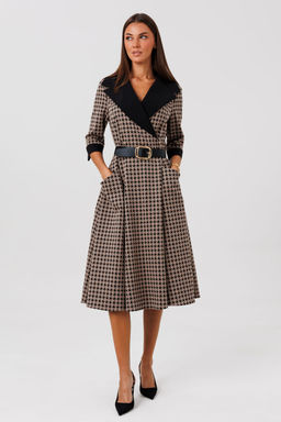 Платье Lars Style 1128 капучино черный принт