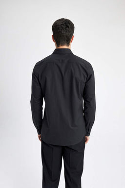Рубашка Slim Fit с итальянским воротником и длинными рукавами без глажки - Defacto фото 7