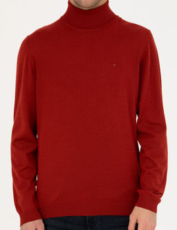 Kiremit Slim Fit Bal_k__ Yaka Y_n Kar___ml_ Basic Triko Kazak - Pierre cardin фото 6