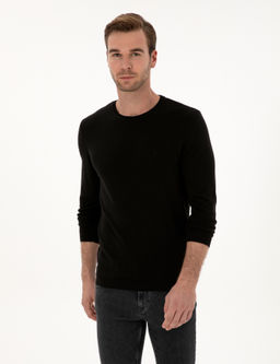 Siyah Slim Fit Basic Kazak