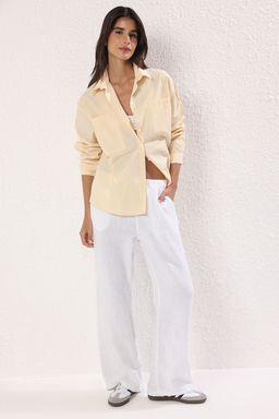 TRENDYOLMILLA Mavi Cizgili Cep Detayl? Oversize/Genis Kal?p Dokuma Gomlek TWOAW23GO00359  фото 11