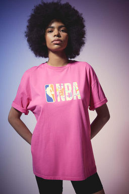 DeFactoFit Футболка Oversize с круглым вырезом и короткими рукавами NBA Wordmark  фото 3