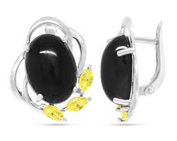 Серьги, агат , цитрин, СПН4047