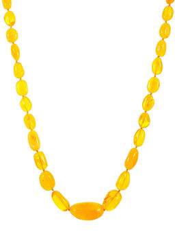 Бусы из натурального ярко-медового янтаря Оливка полупрозрачная