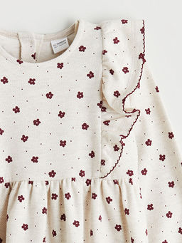 Bisiklet Yaka ?i?ekli K?z ?ocuk Elbise