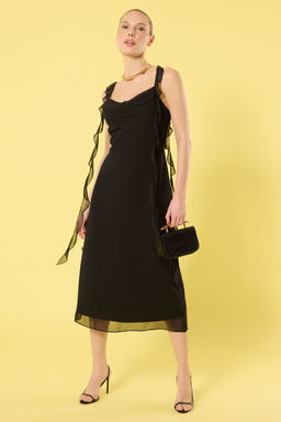 TRENDYOLMILLA Mavi Duz A Kesim F?rf?rl? Midi Dokuma Elbise TWOSS25EL00277  фото 2